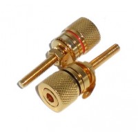 BG1017: GOLD BINDING POST CONNECTOR FOR 10GA to 12GA WIRE, 2-Pac