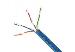 CAT5EA-1000: SOLID 24AWG x 4C UTP CABLE 1000FT,BLUE ONLY 