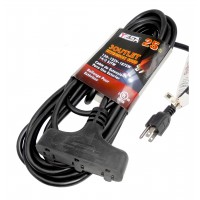 CA1033-25: 25FT, 3 Outlet Outdoor Extension Cord cUL Listed