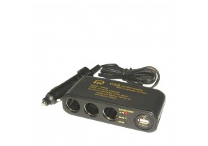AS1040:  1 input 3 output W/USB Cigarette Lighter Socket 