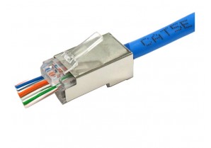 PH114L5-8M: RJ45 Metal Shielded Pass Through plug for CAT5e 