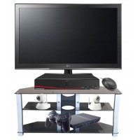 PPA-080: 65" 3 Glass Shelves Floor Stand For Big TV Display